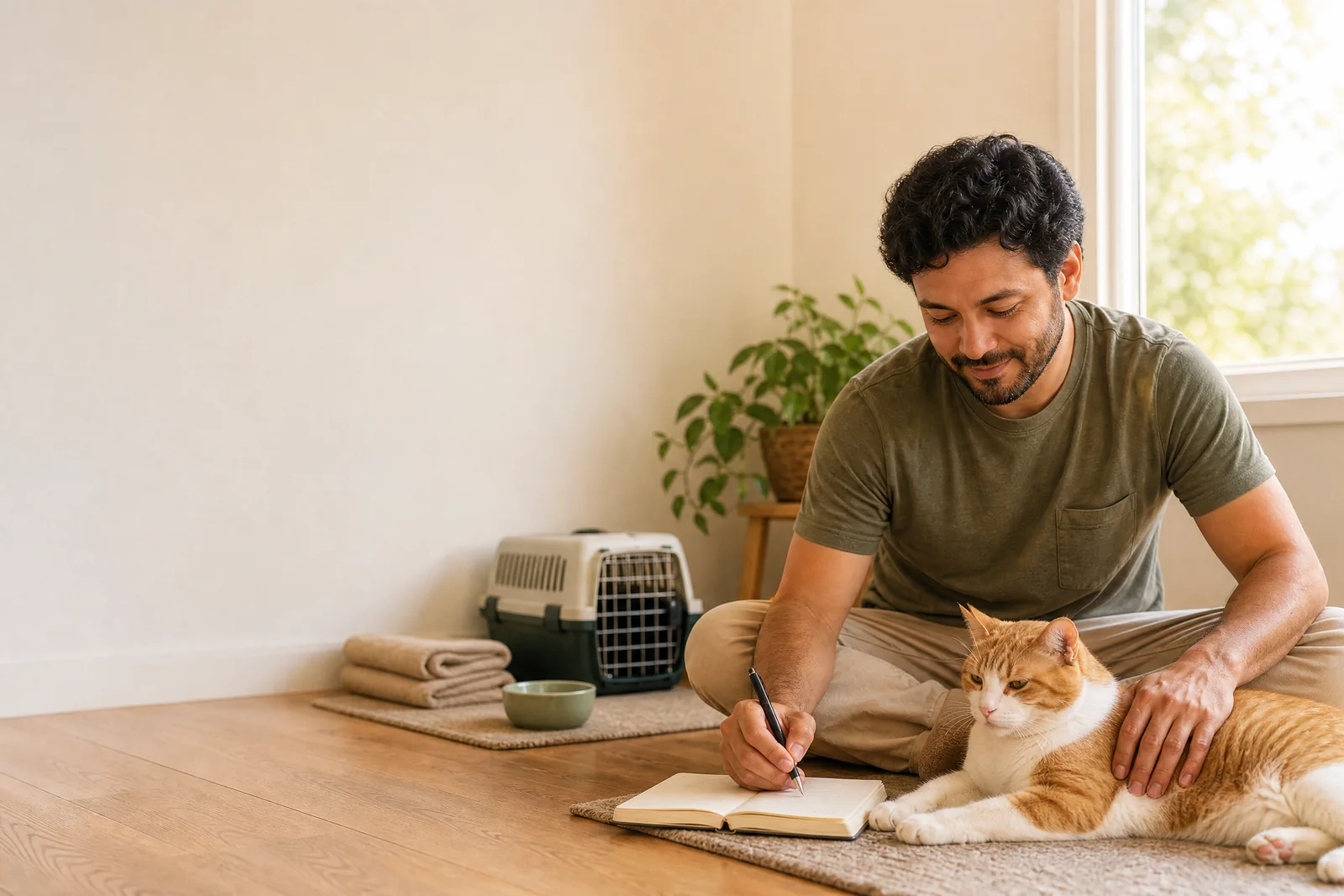 Tutor organizando informações do pet antes de uma consulta veterinária